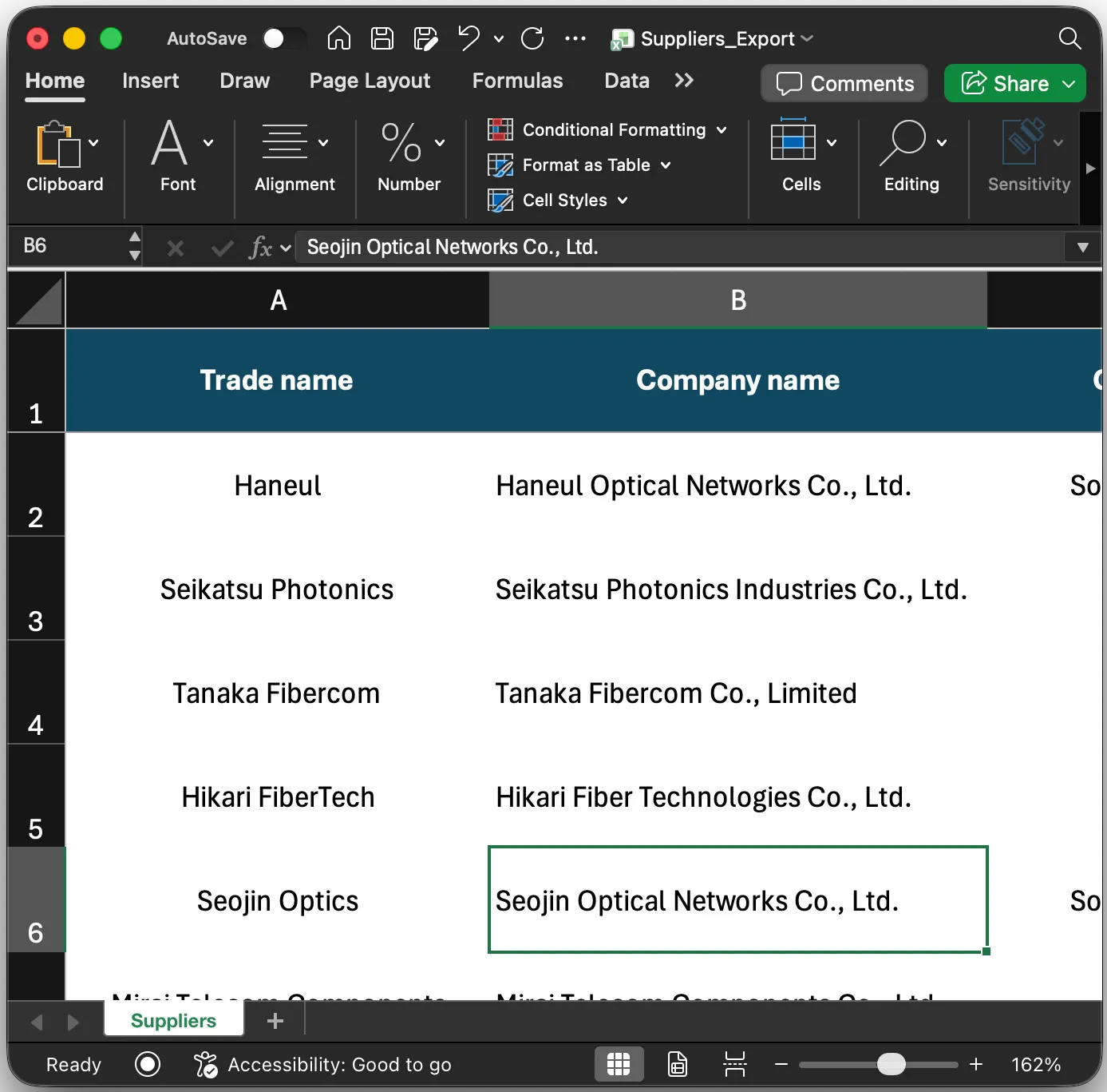 Export to Excel